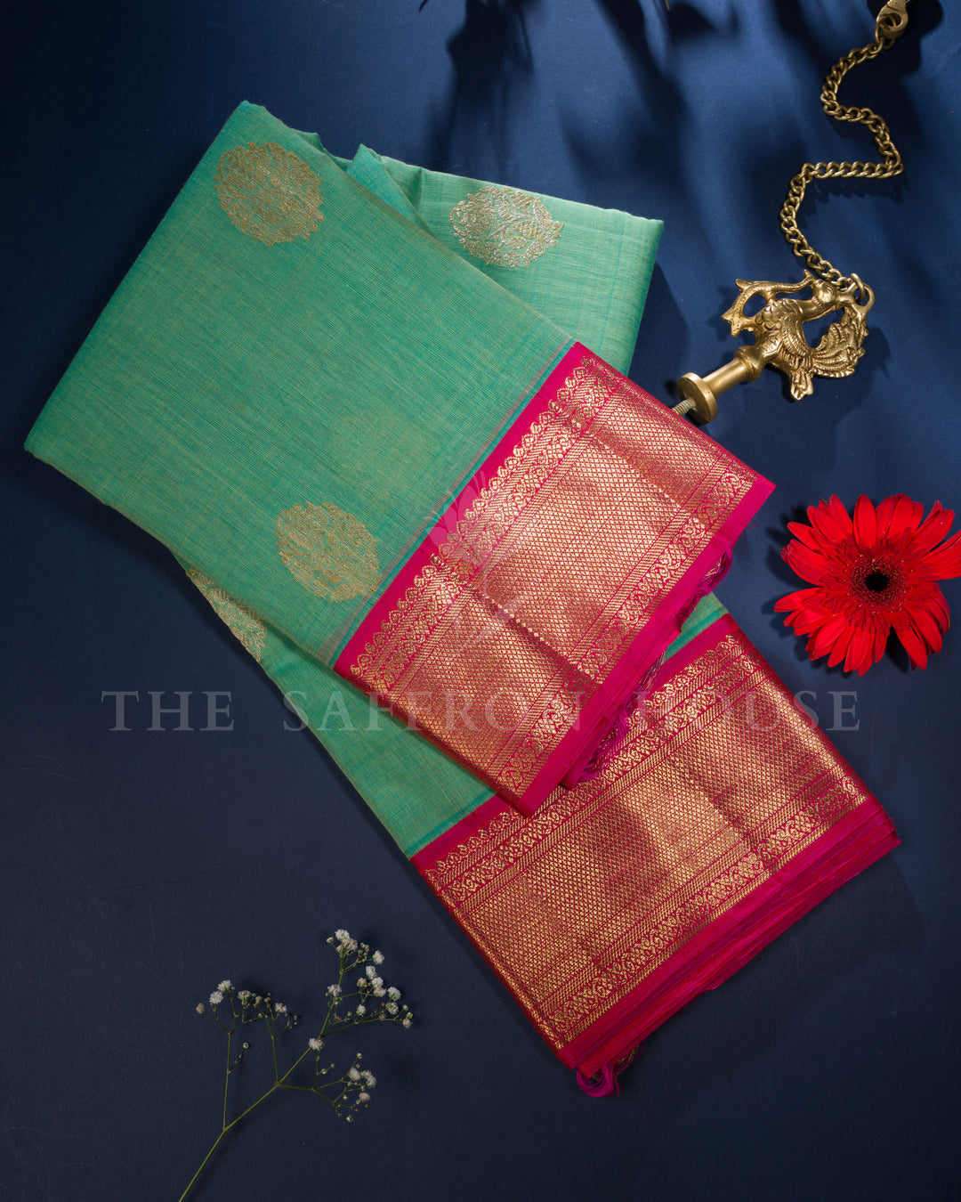 Magenta Pink And Green Kanjivaram Silk Saree – The Saffron House