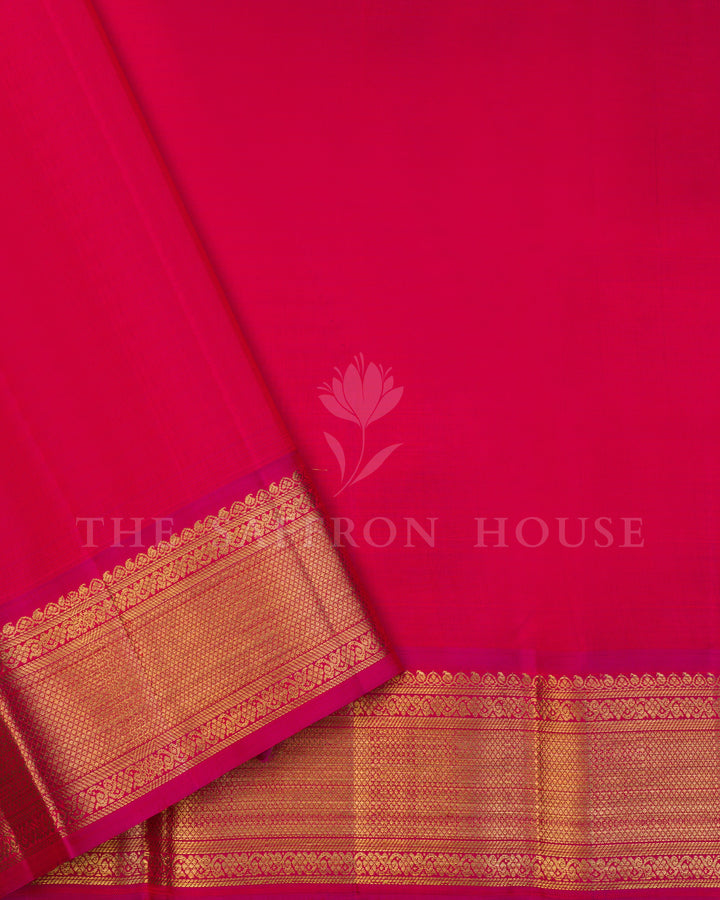 Magenta Pink And Green Kanjivaram Silk Saree – The Saffron House