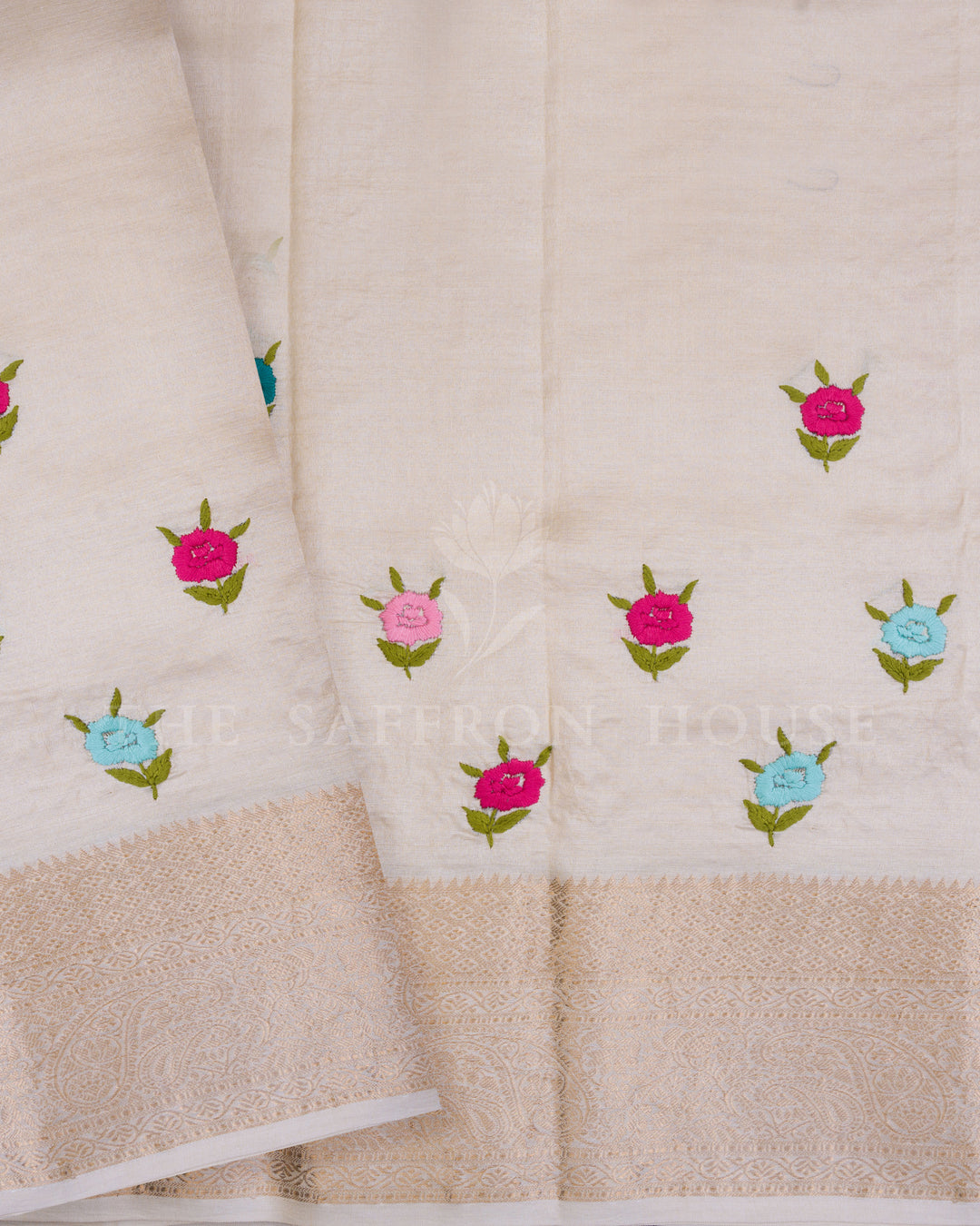 Ivory And Rose Eri Silk Saree – The Saffron House