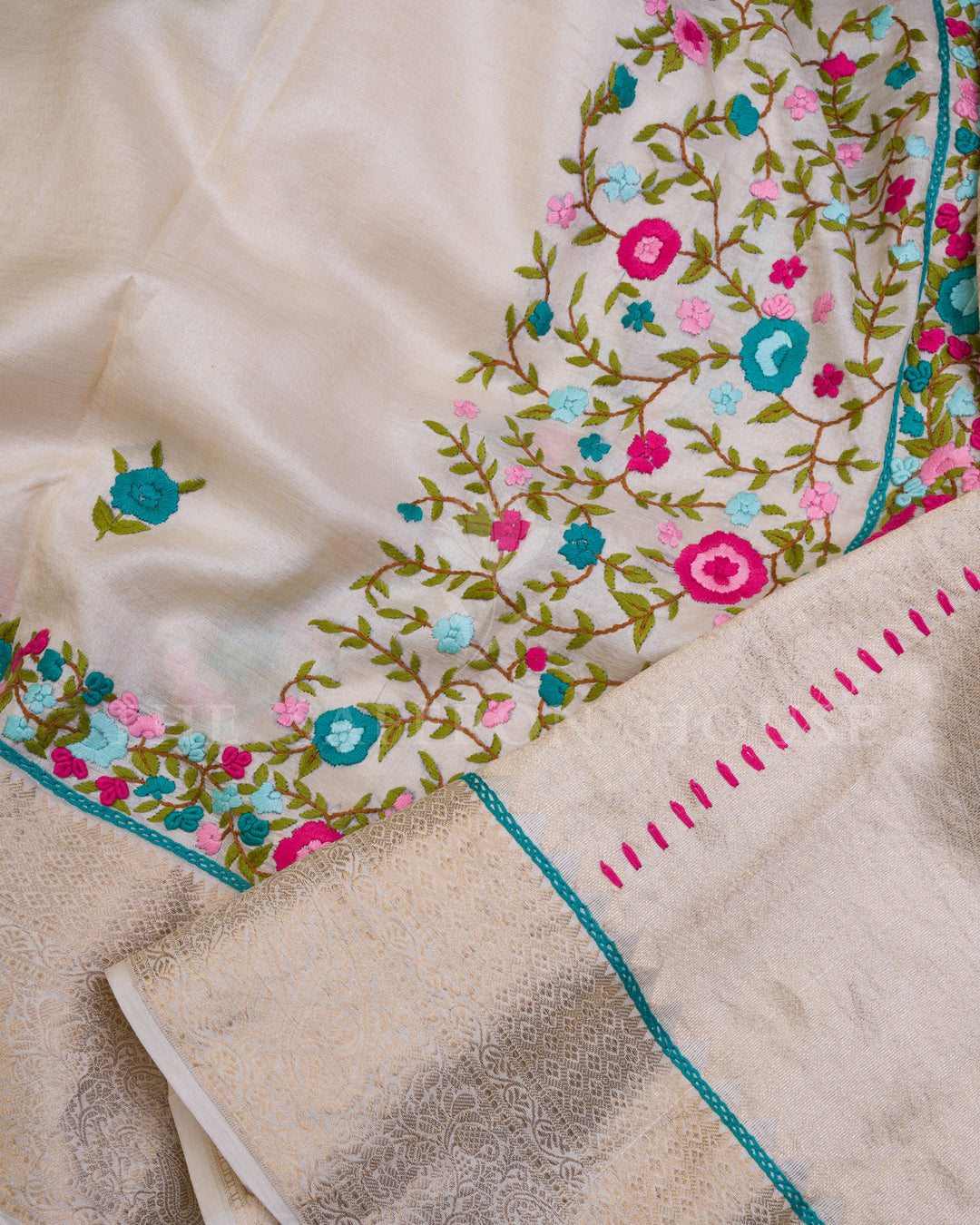 Ivory And Rose Eri Silk Saree – The Saffron House
