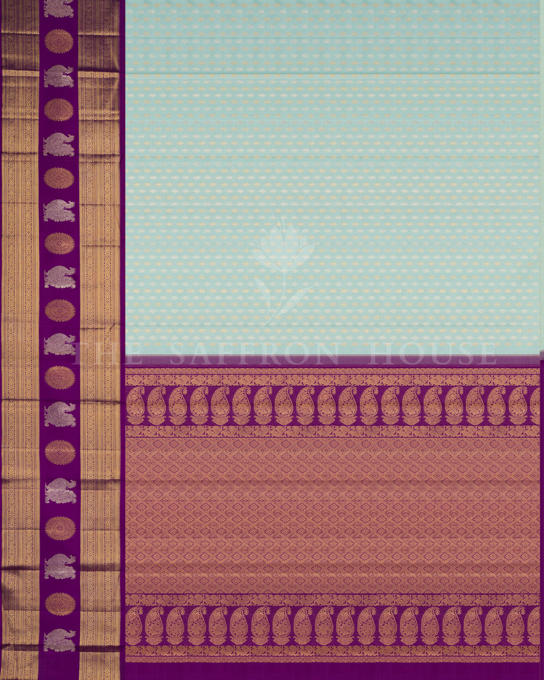 Sky Blue And Purple Kanjivaram Silk Saree – The Saffron House