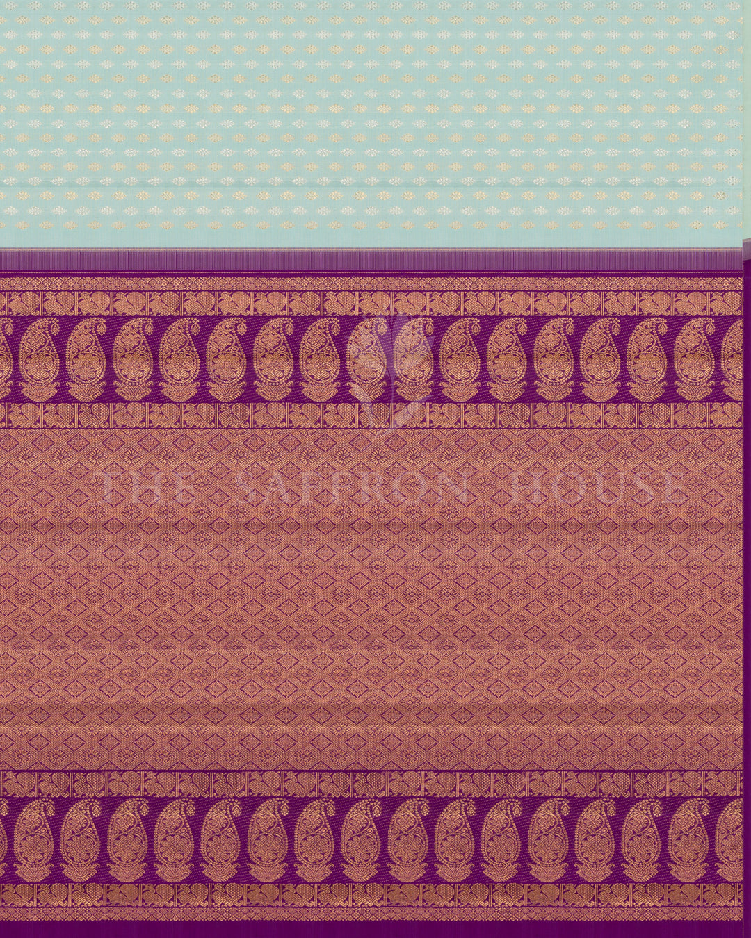 Sky Blue And Purple Kanjivaram Silk Saree – The Saffron House
