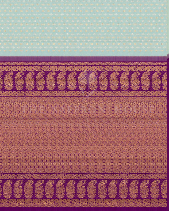 Sky Blue And Purple Kanjivaram Silk Saree – The Saffron House