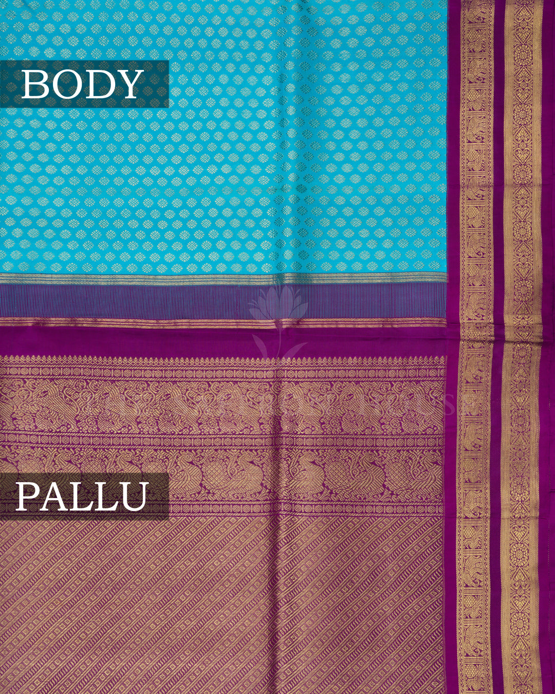 Sky Blue And Purple Kanjivaram Silk Saree – The Saffron House