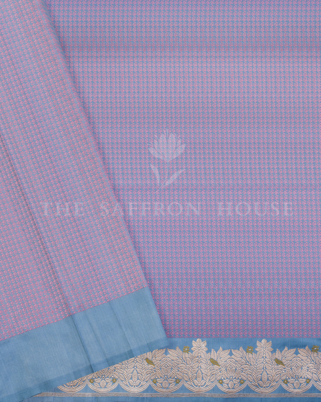 Blue Katan Banarasi Silk Saree – The Saffron House