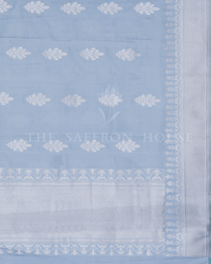 Sky Blue Mashru Banarasi Saree – The Saffron House