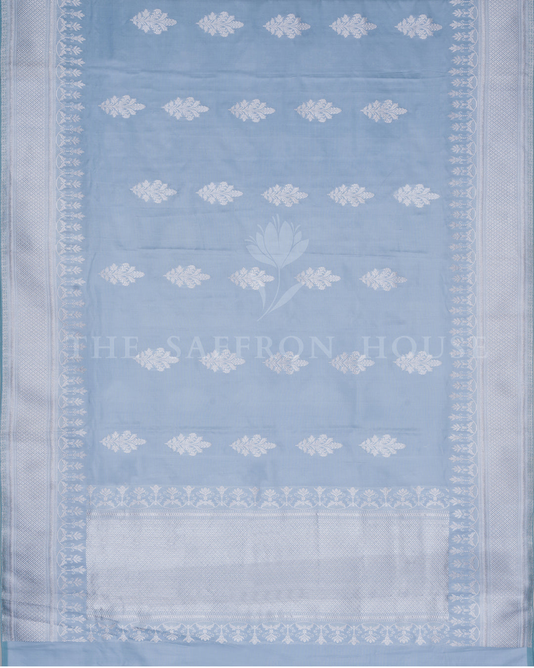Sky Blue Mashru Banarasi Saree – The Saffron House
