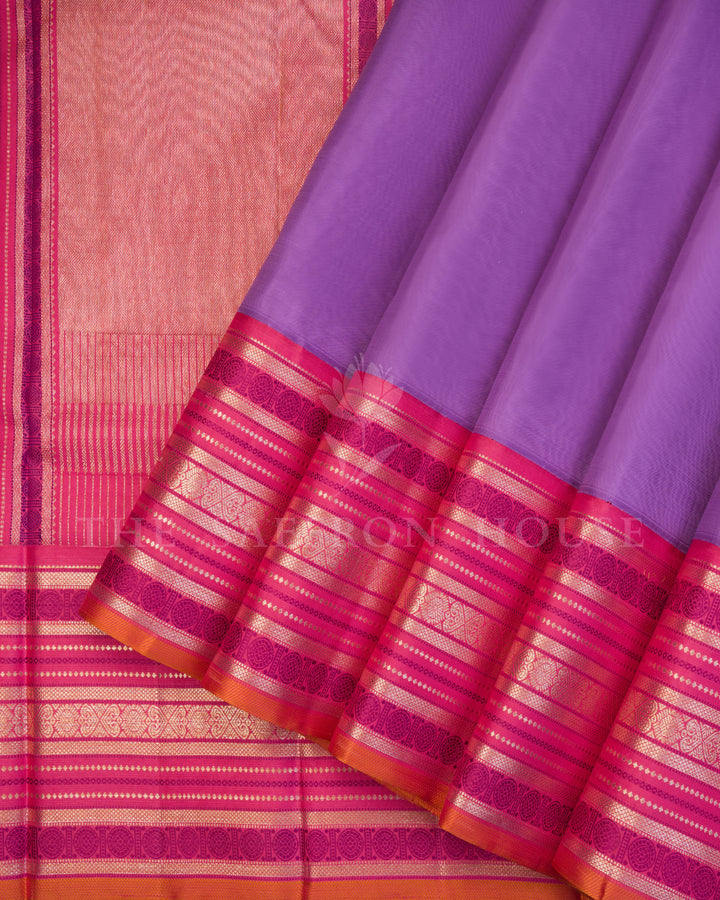 Lavender And Pink Kanjivaram Silk Saree – The Saffron House