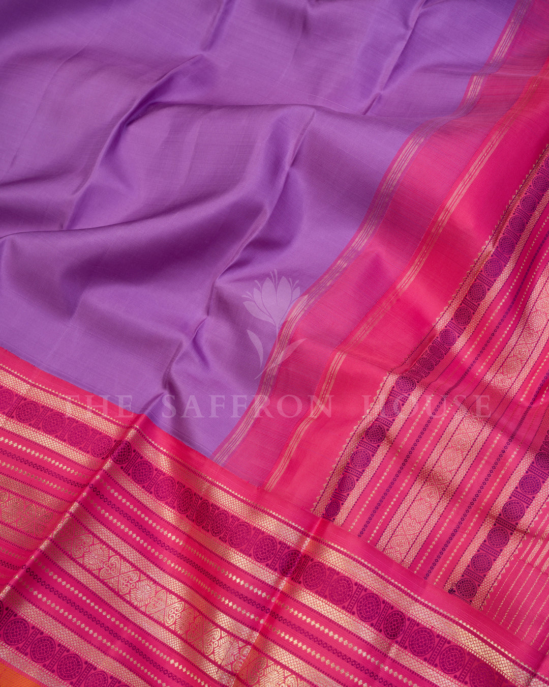Lavender And Pink Kanjivaram Silk Saree – The Saffron House