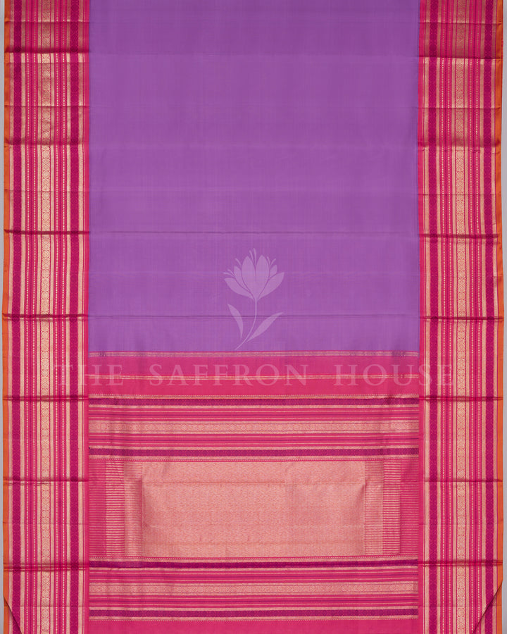 Lavender And Pink Kanjivaram Silk Saree – The Saffron House