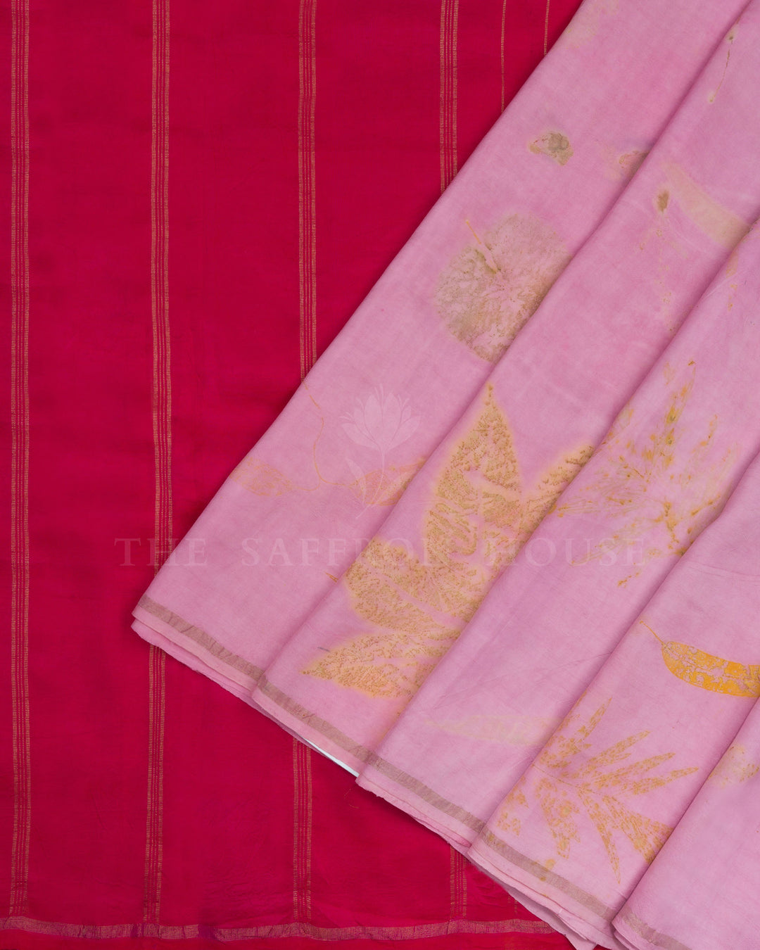 Soft Lavender Pink Eco-Printed Kanjivaram Silk Saree – The Saffron House