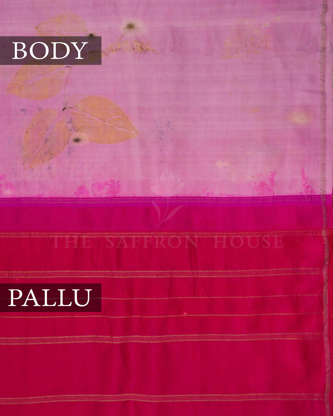 Soft Lavender Pink Eco-Printed Kanjivaram Silk Saree – The Saffron House