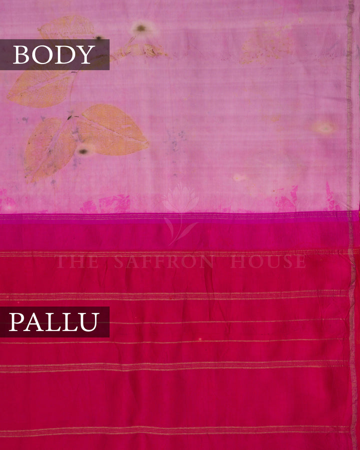 Soft Lavender Pink Eco-Printed Kanjivaram Silk Saree – The Saffron House