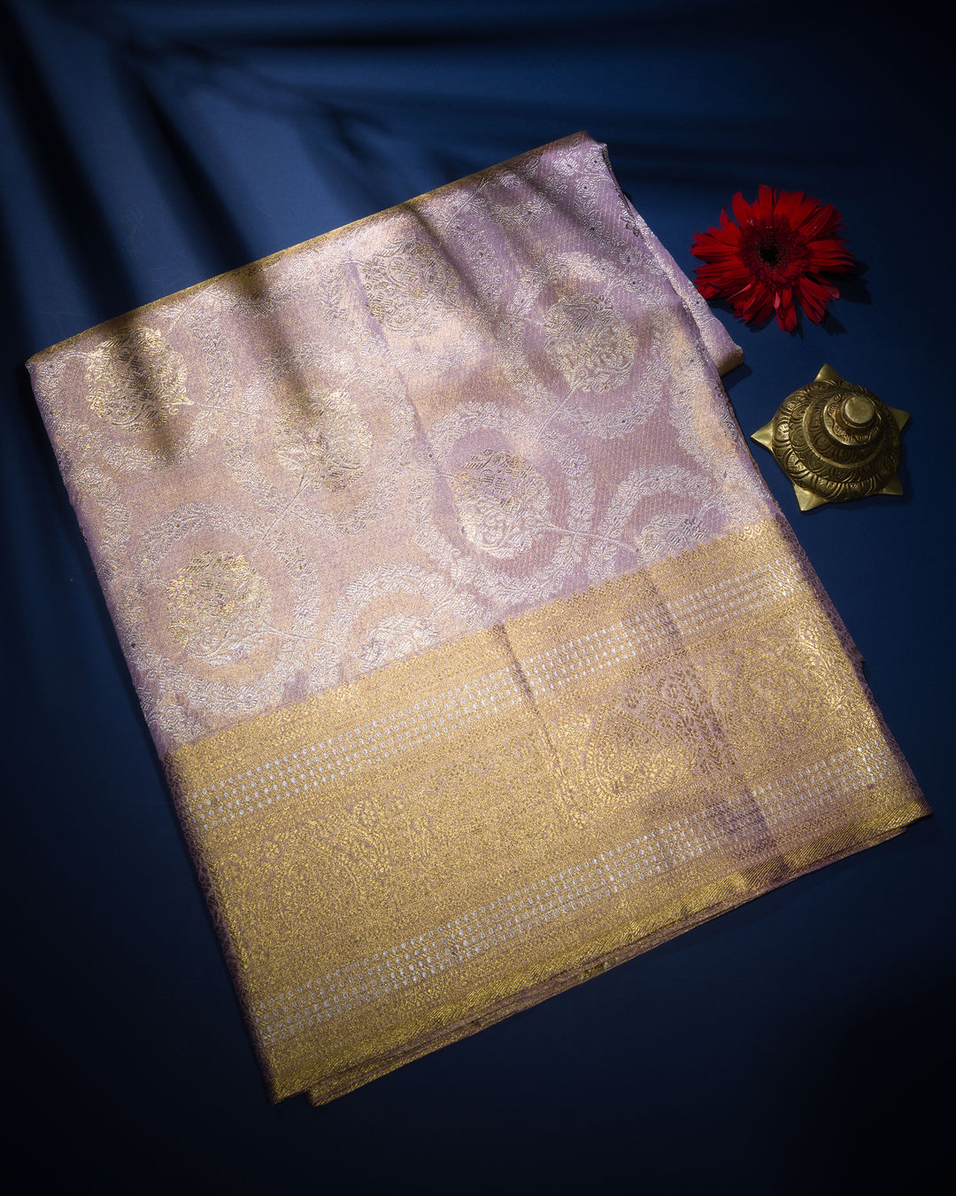 Lavender Tissue Kanjivaram Silk Saree – The Saffron House
