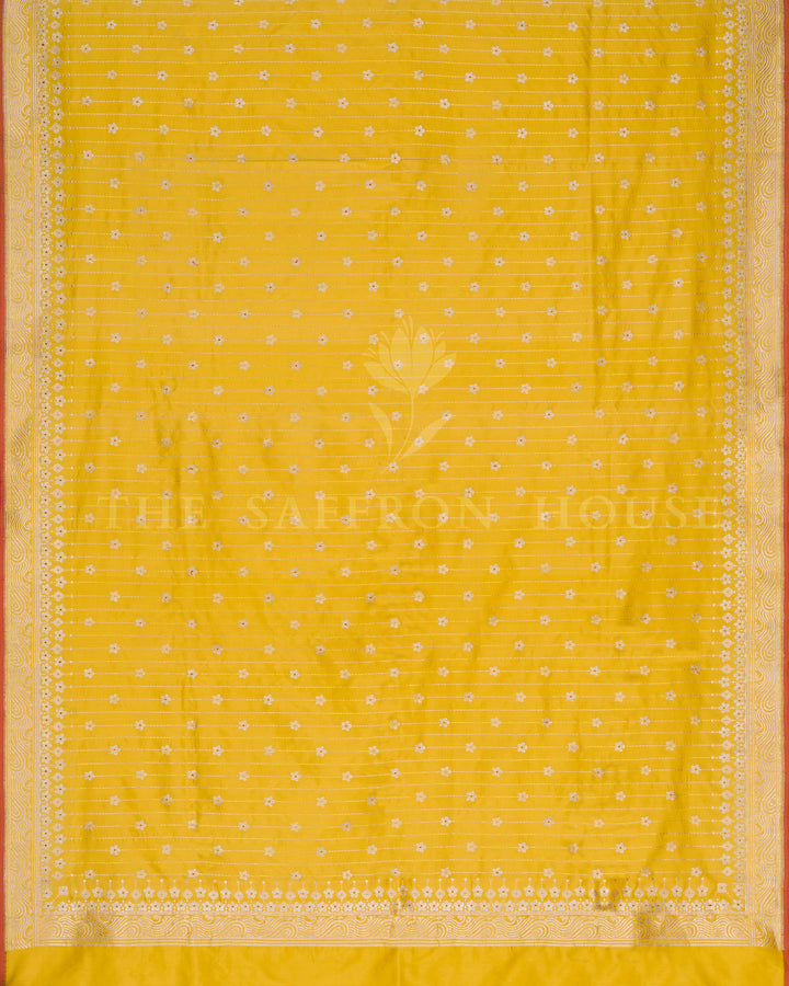 Yellow Katan Banarasi Silk Saree – The Saffron House