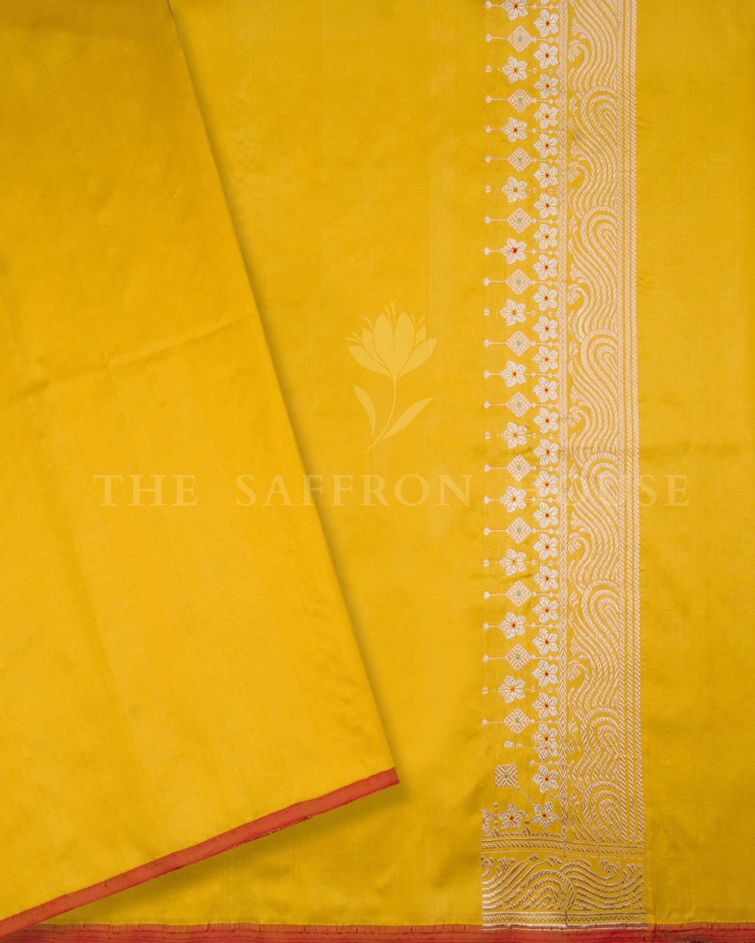 Yellow Katan Banarasi Silk Saree – The Saffron House