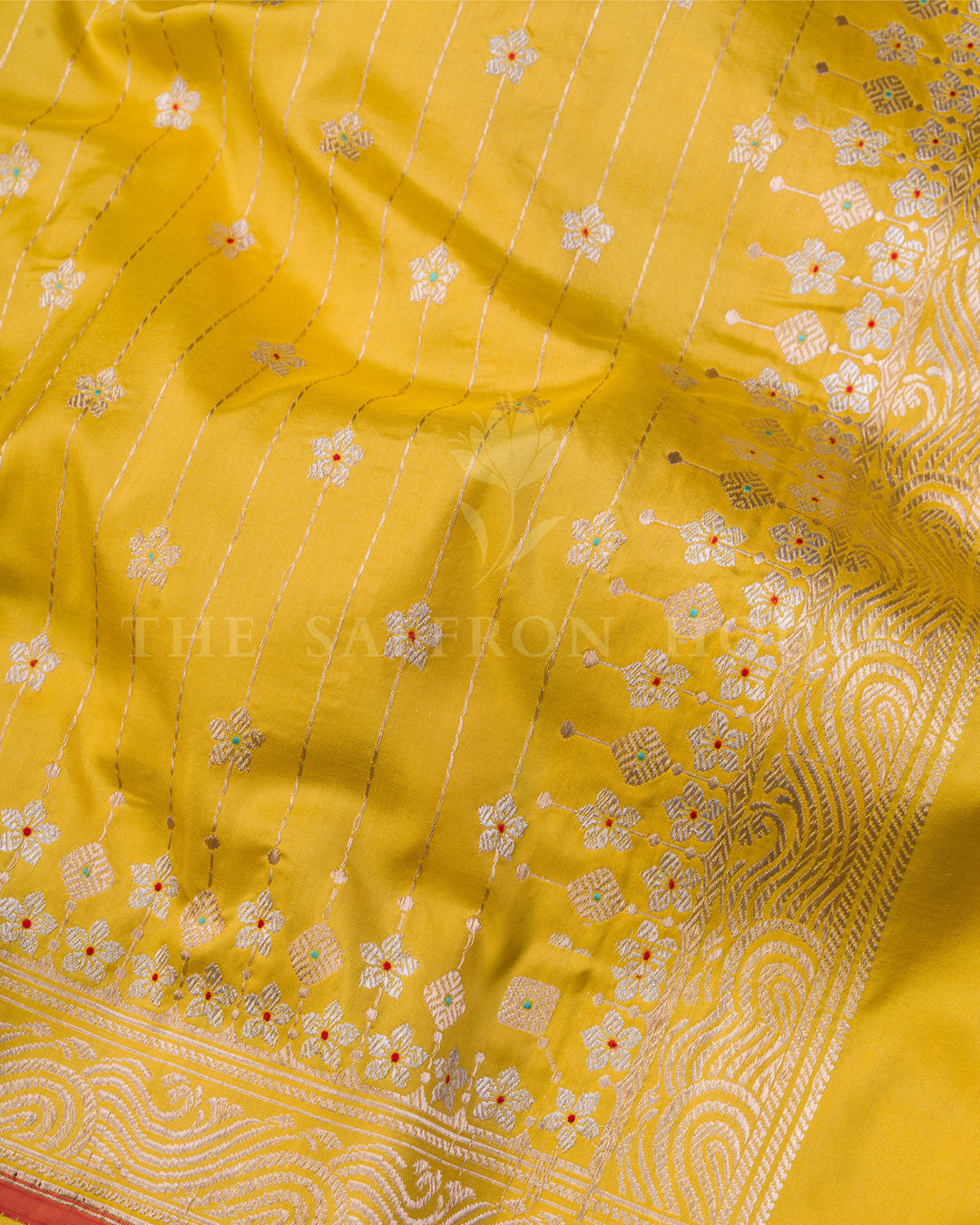 Yellow Katan Banarasi Silk Saree – The Saffron House