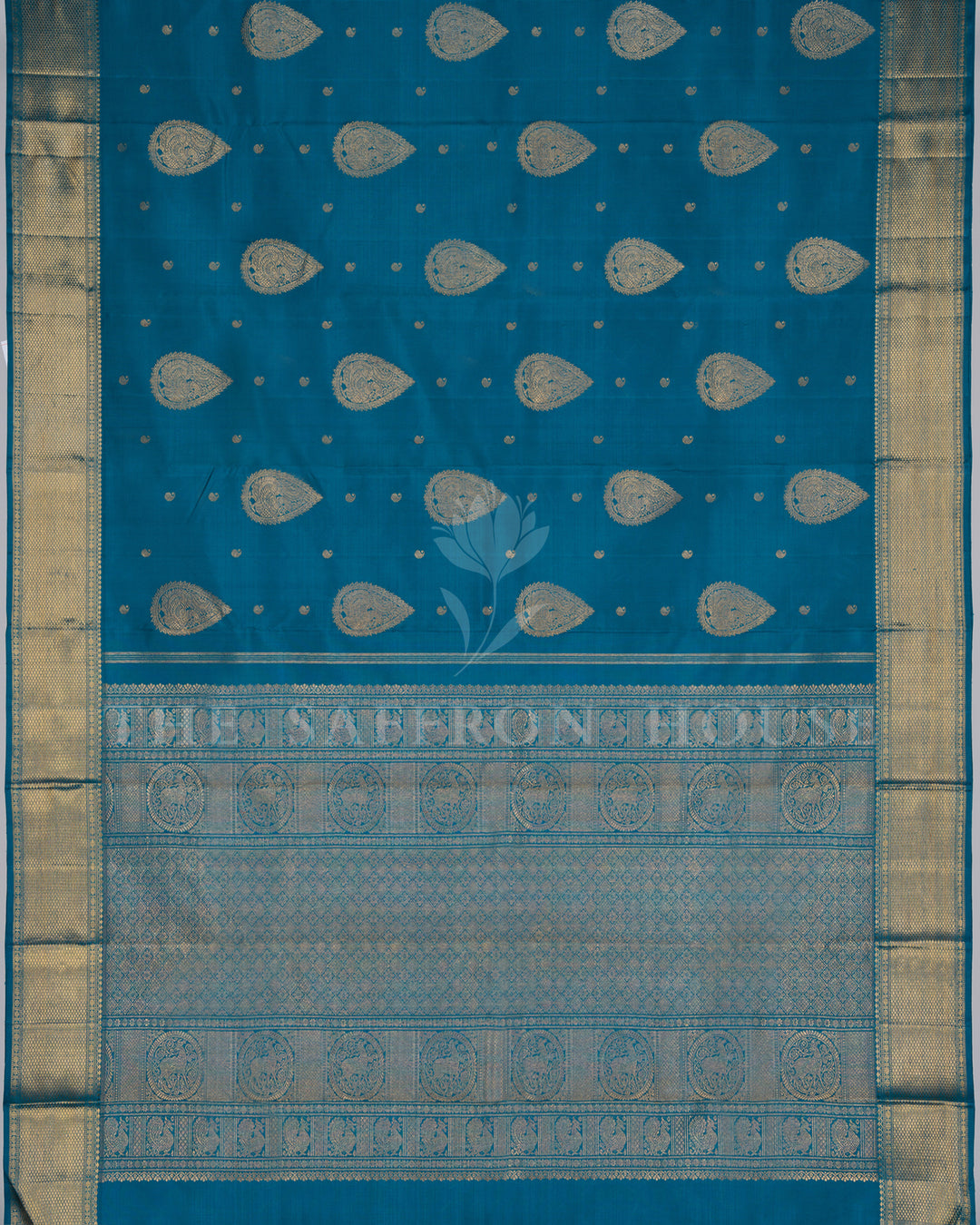Teal Kanjivaram Silk Saree – The Saffron House