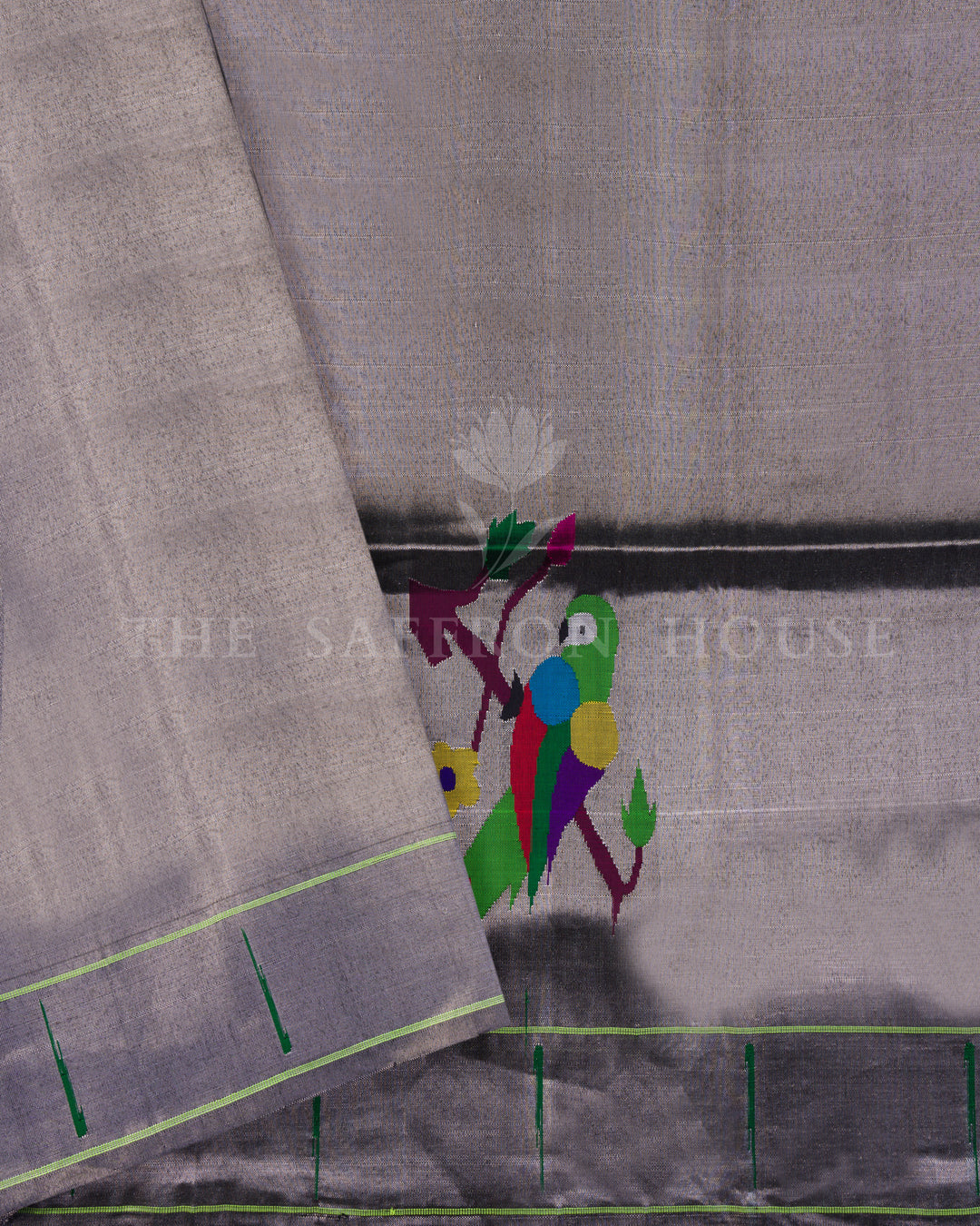 Teal Handwoven Paithani Saree – The Saffron House