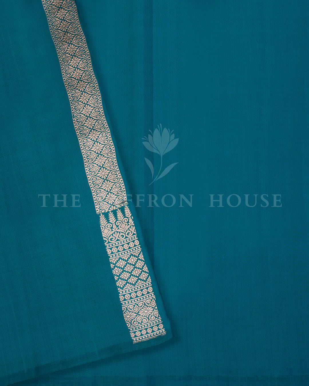 Teal Banarasi Silk Saree – The Saffron House