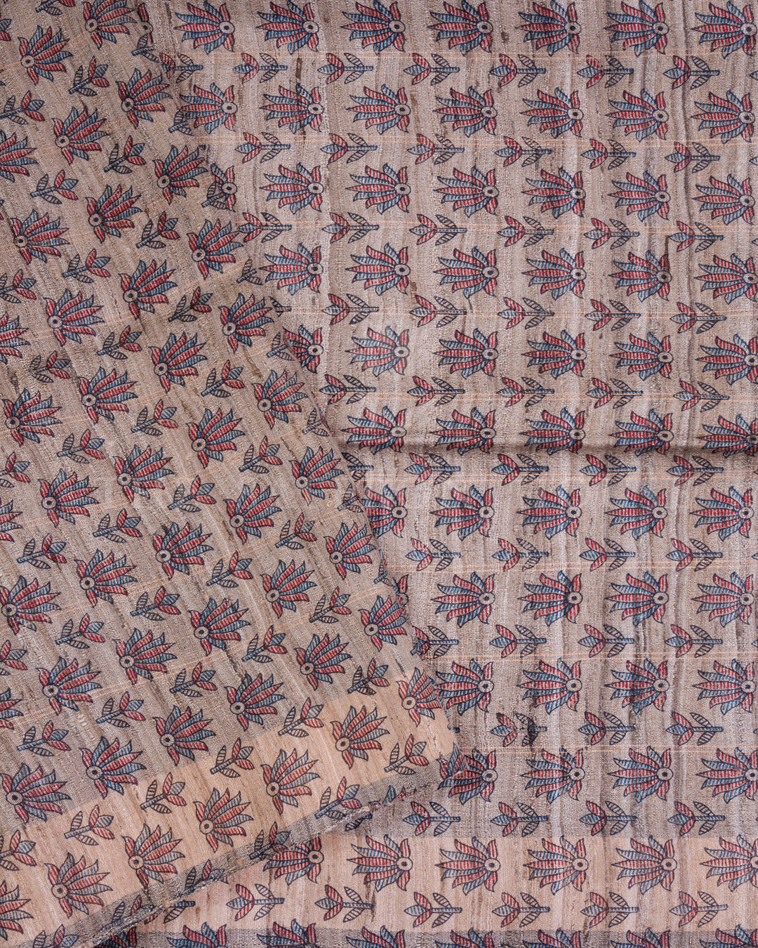 Slate Grey And Multicolour Tussar Silk Saree – The Saffron House