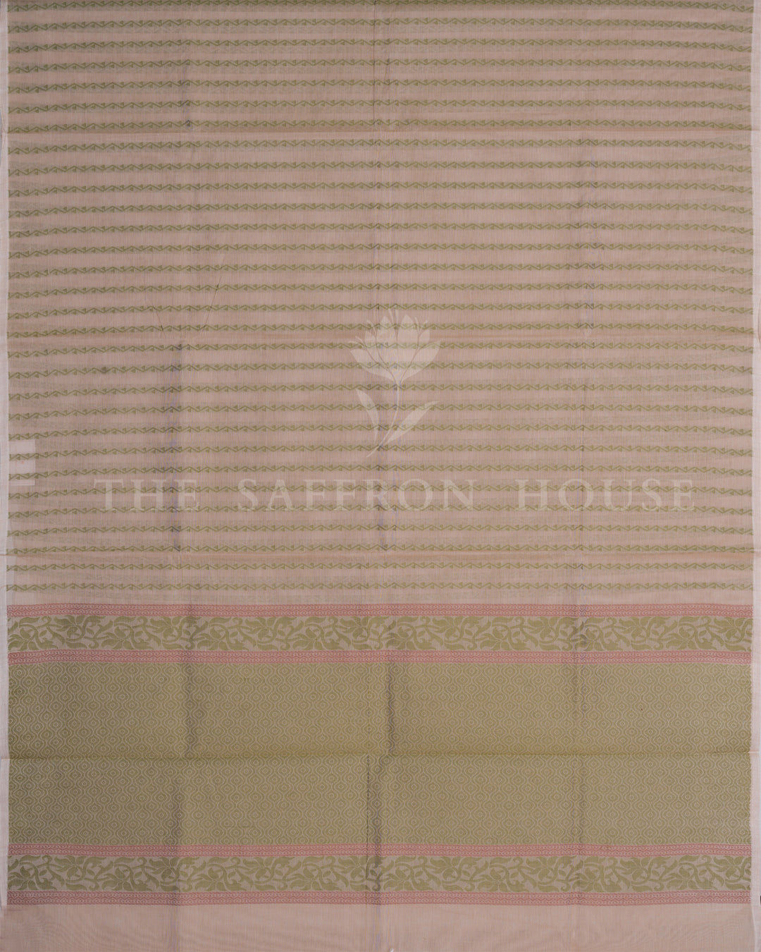 Blush Pink And Sage Green Handwoven Cotton Saree – The Saffron House