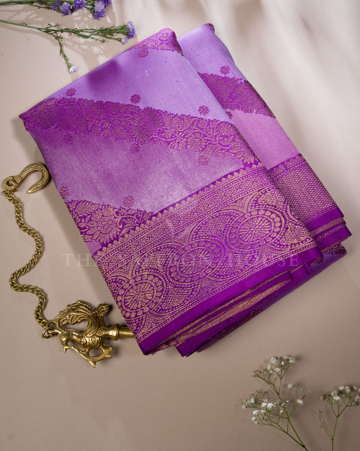 Violet And Lavender Kanjivaram Silk Saree – The Saffron House