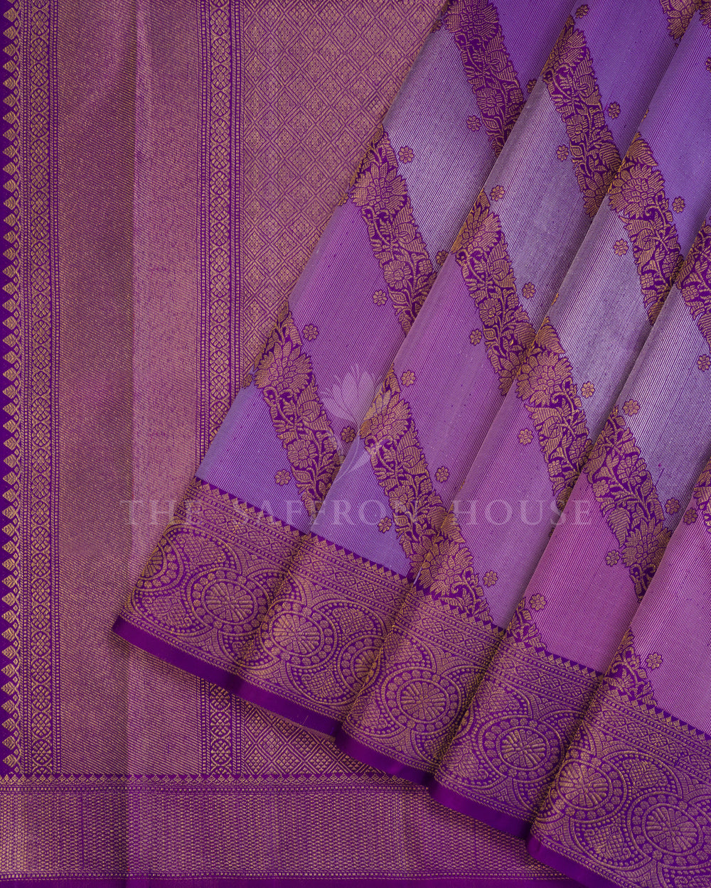 Violet And Lavender Kanjivaram Silk Saree – The Saffron House