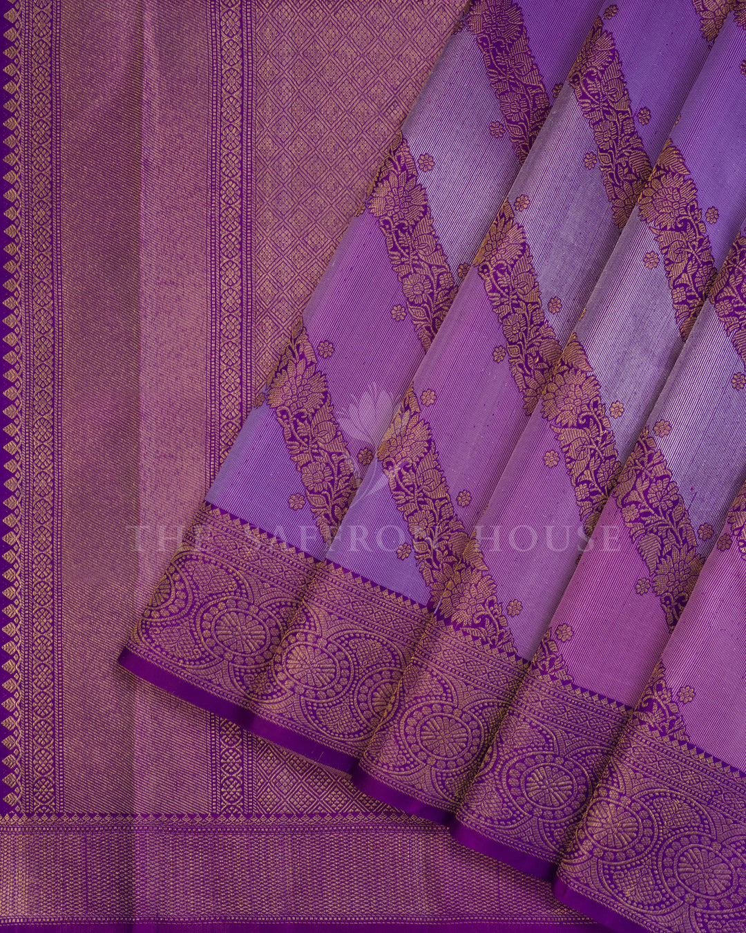 Violet And Lavender Kanjivaram Silk Saree – The Saffron House