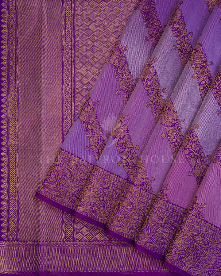 Violet And Lavender Kanjivaram Silk Saree – The Saffron House