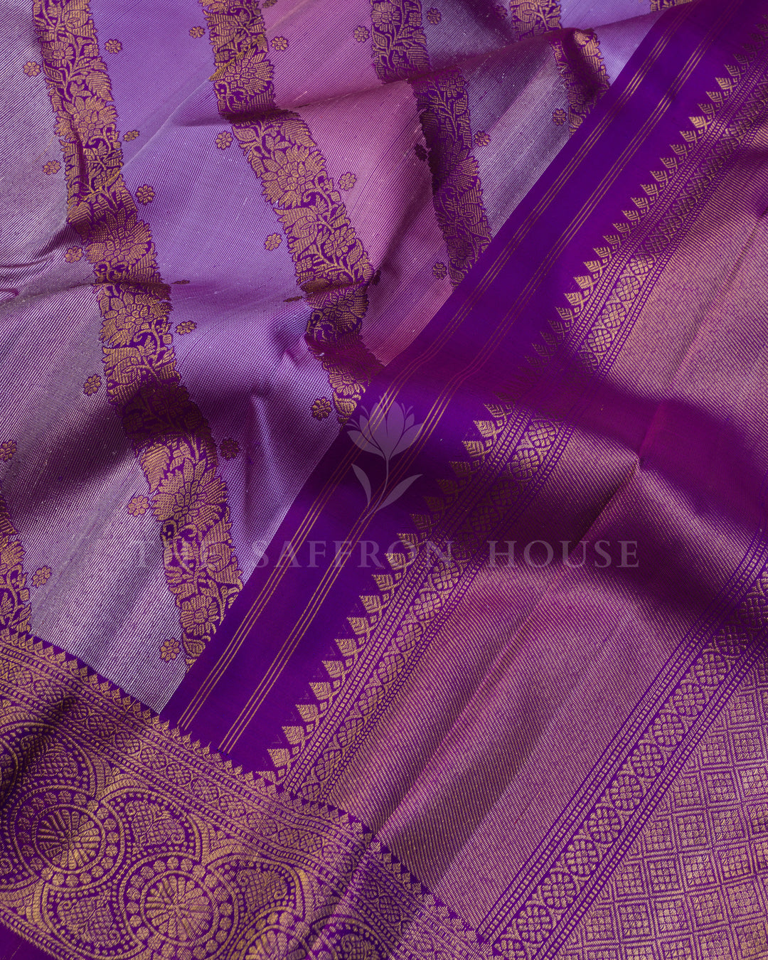 Violet And Lavender Kanjivaram Silk Saree – The Saffron House