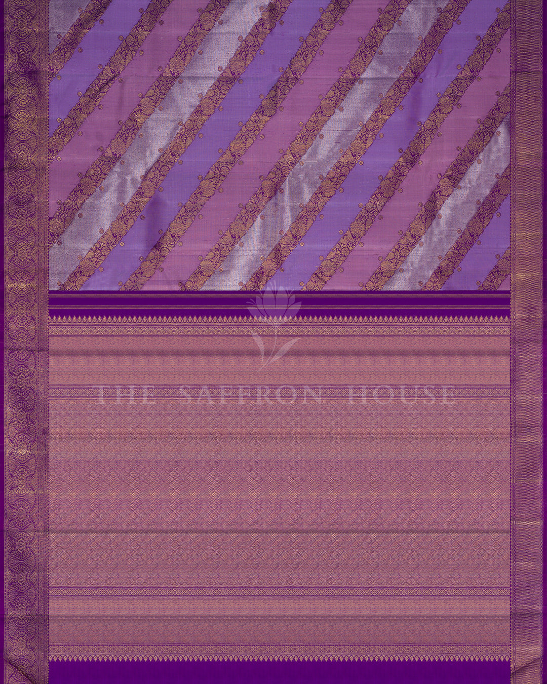 Violet And Lavender Kanjivaram Silk Saree – The Saffron House