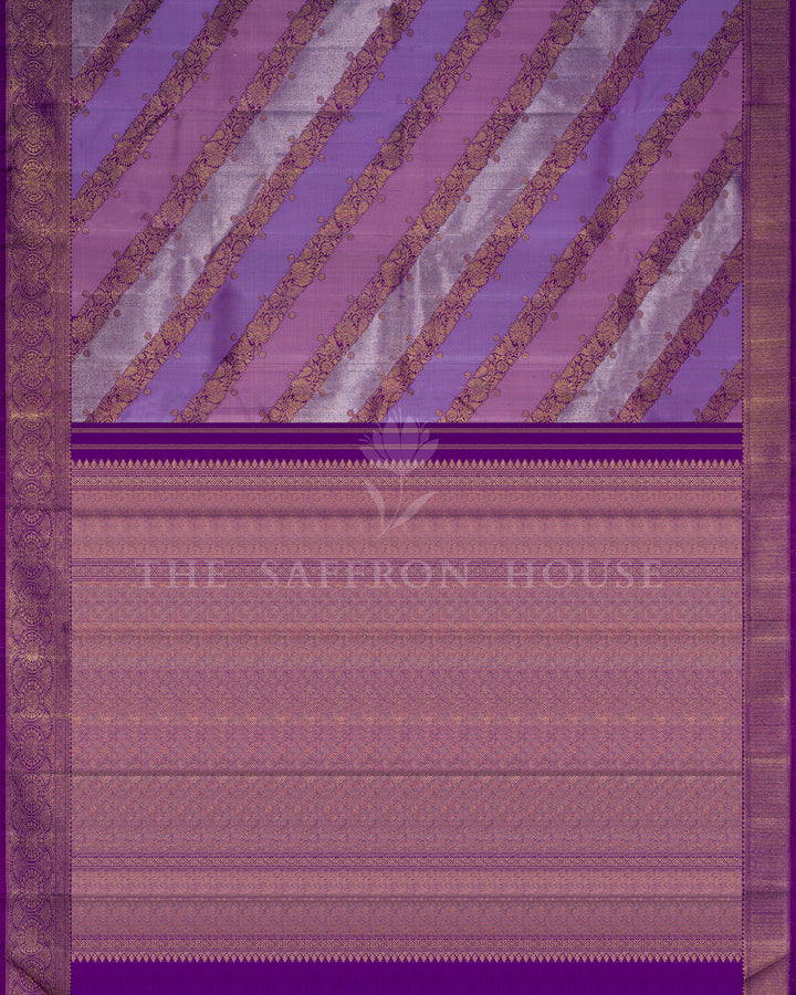 Violet And Lavender Kanjivaram Silk Saree – The Saffron House