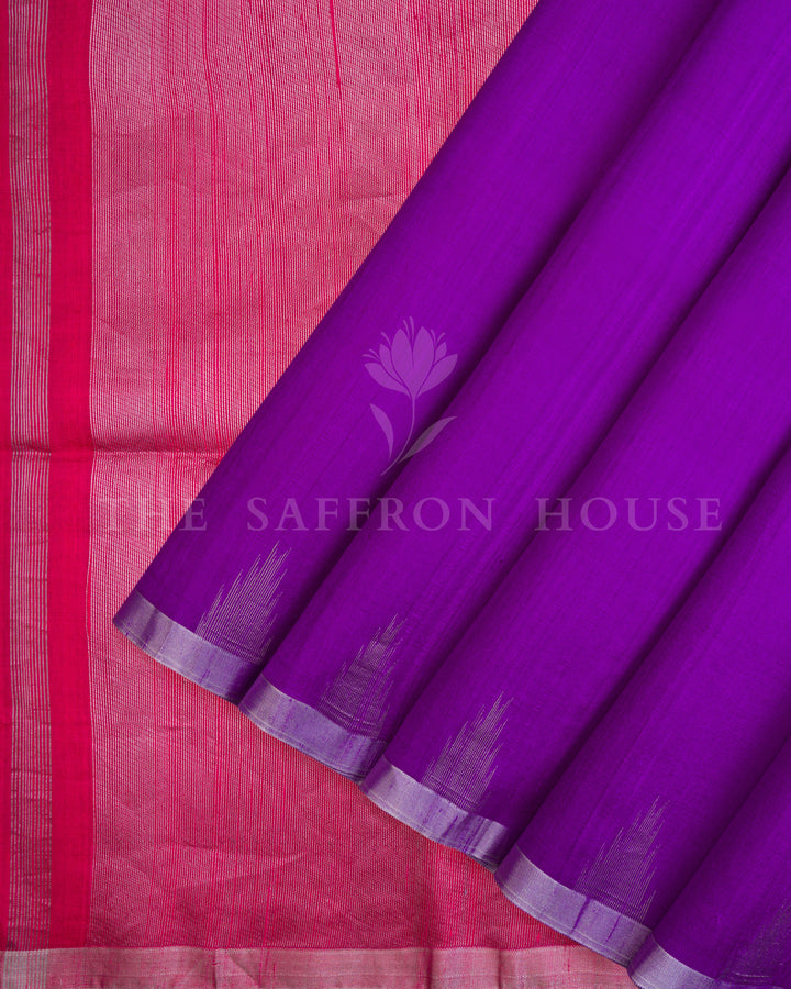 Violet And Rani Pink Tussar Silk Saree – The Saffron House
