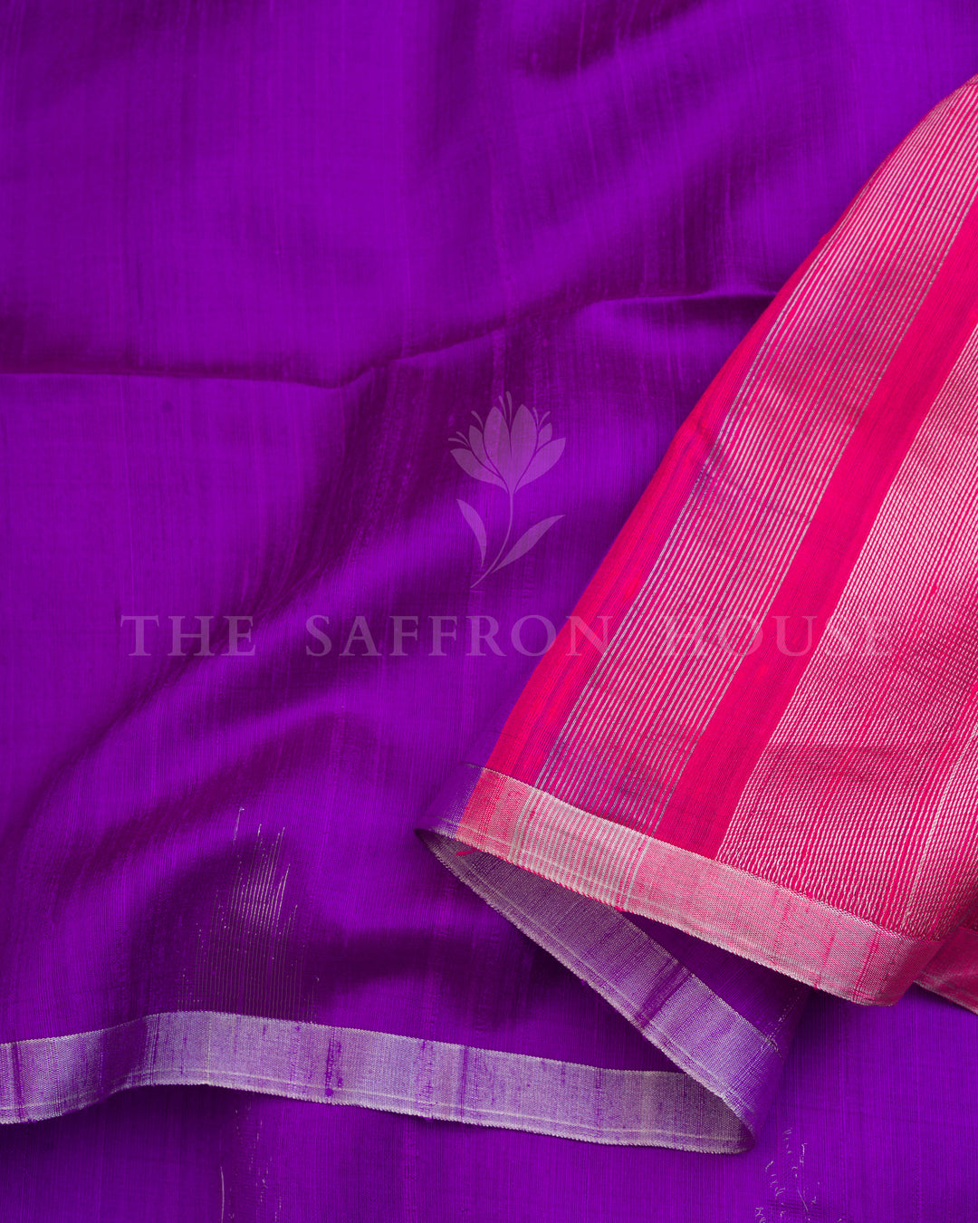 Violet And Rani Pink Tussar Silk Saree – The Saffron House