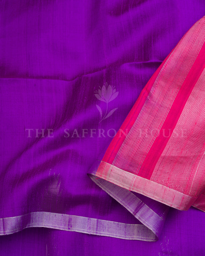 Violet And Rani Pink Tussar Silk Saree – The Saffron House