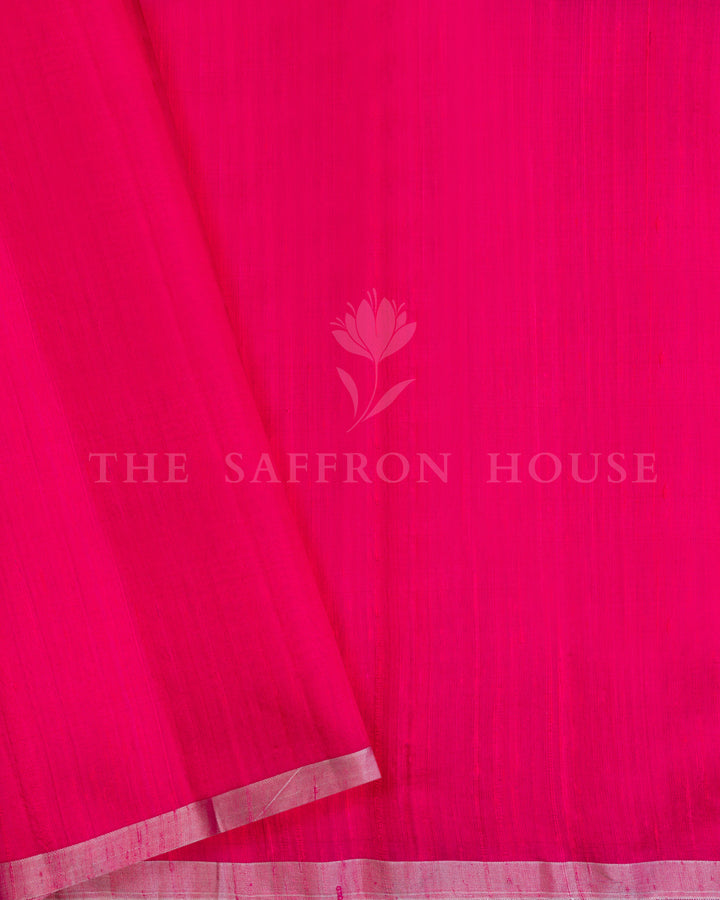 Violet And Rani Pink Tussar Silk Saree – The Saffron House