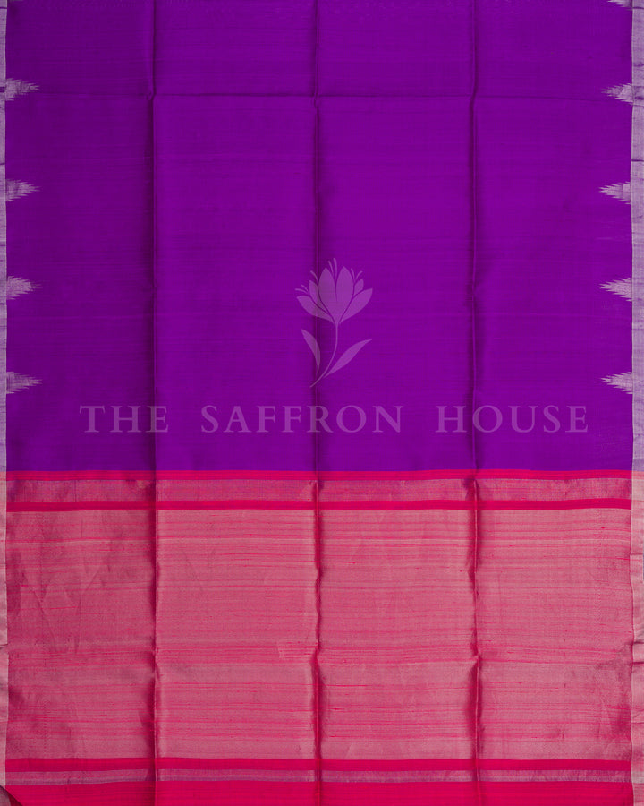 Violet And Rani Pink Tussar Silk Saree – The Saffron House