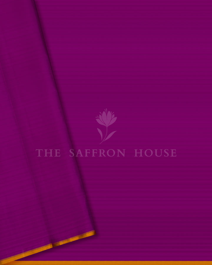 Pure White And Purple Kattam Kanjivaram Silk Saree – The Saffron House