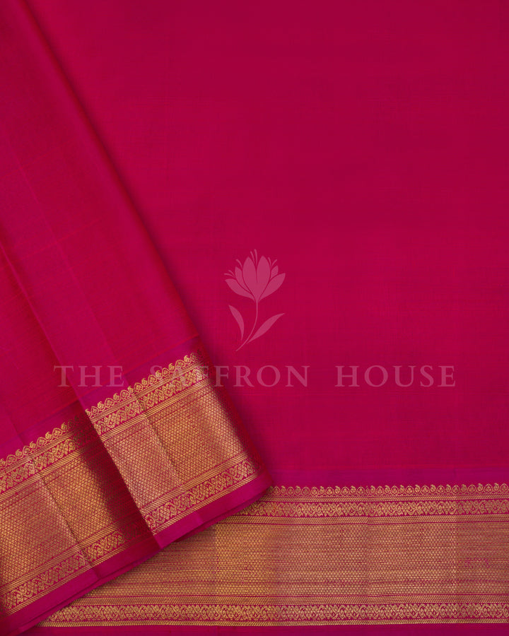Yellow And Rani Pink Kanjivaram Silk Saree – The Saffron House
