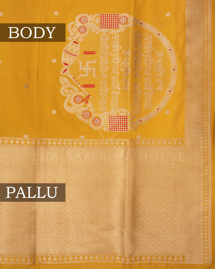 Yellow Banarasi Silk Saree – The Saffron House