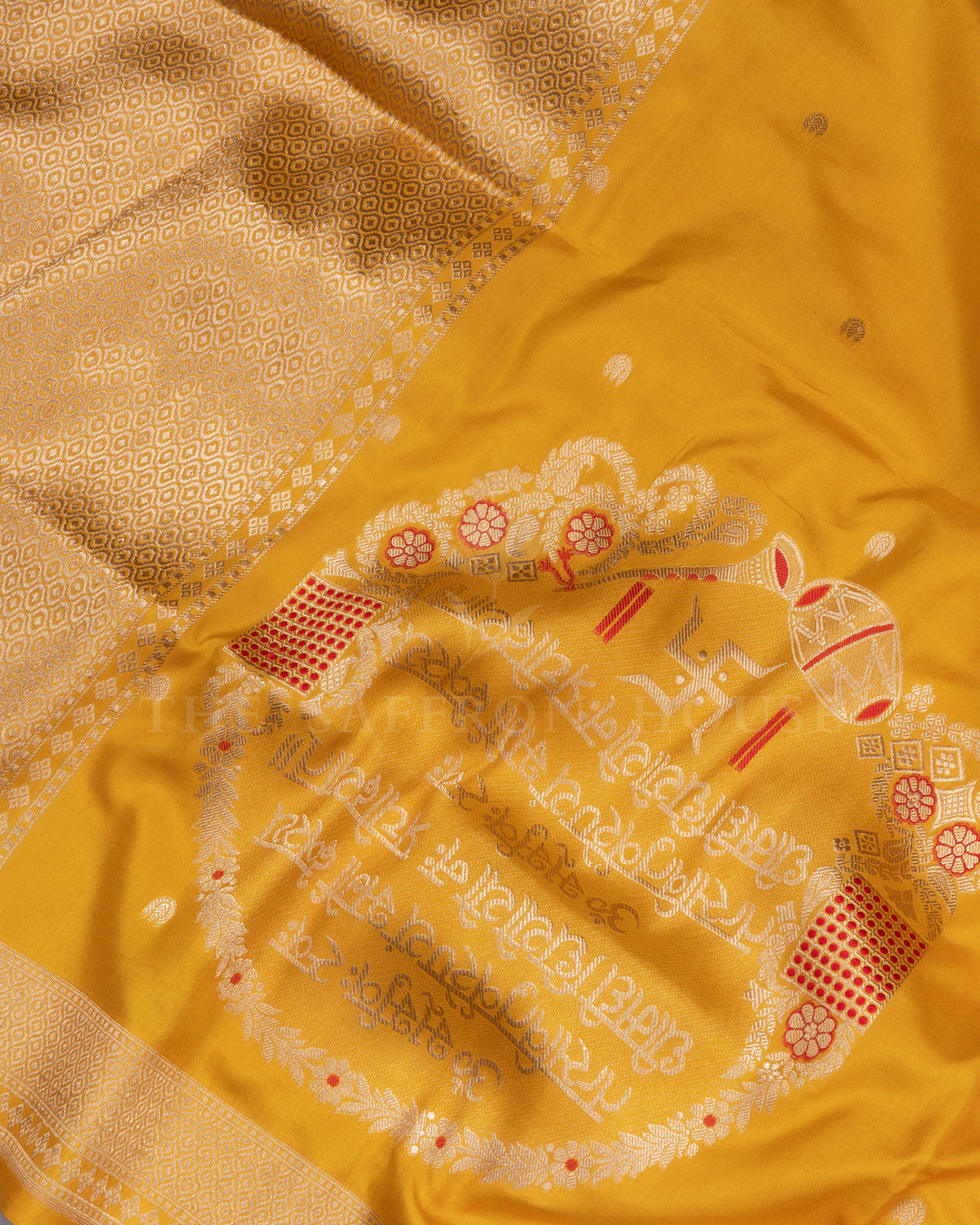 Yellow Banarasi Silk Saree – The Saffron House