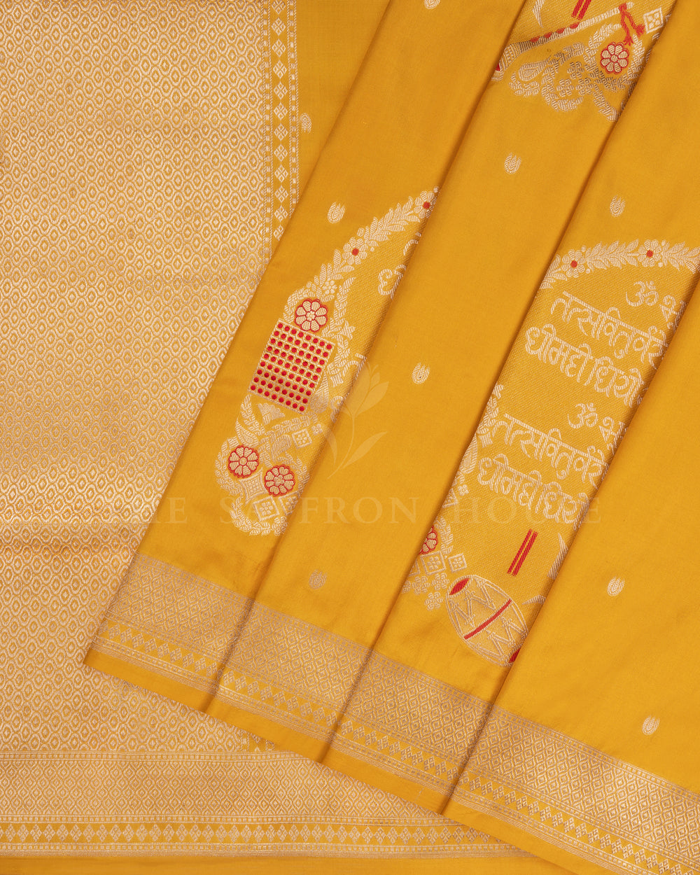 Yellow Banarasi Silk Saree – The Saffron House