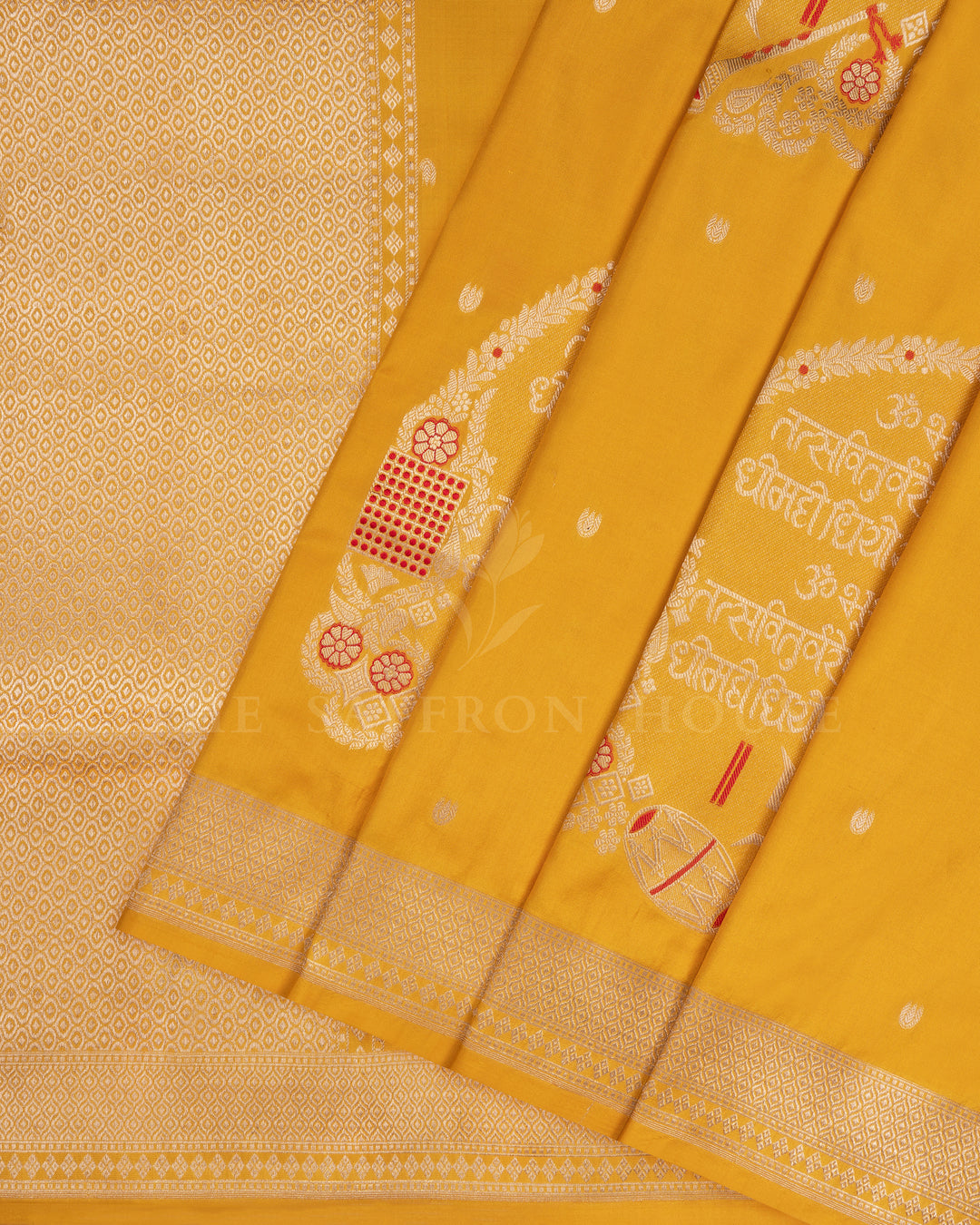 Yellow Banarasi Silk Saree – The Saffron House