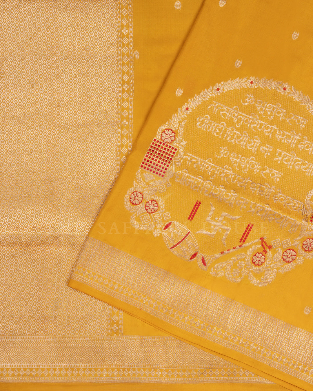 Yellow Banarasi Silk Saree – The Saffron House