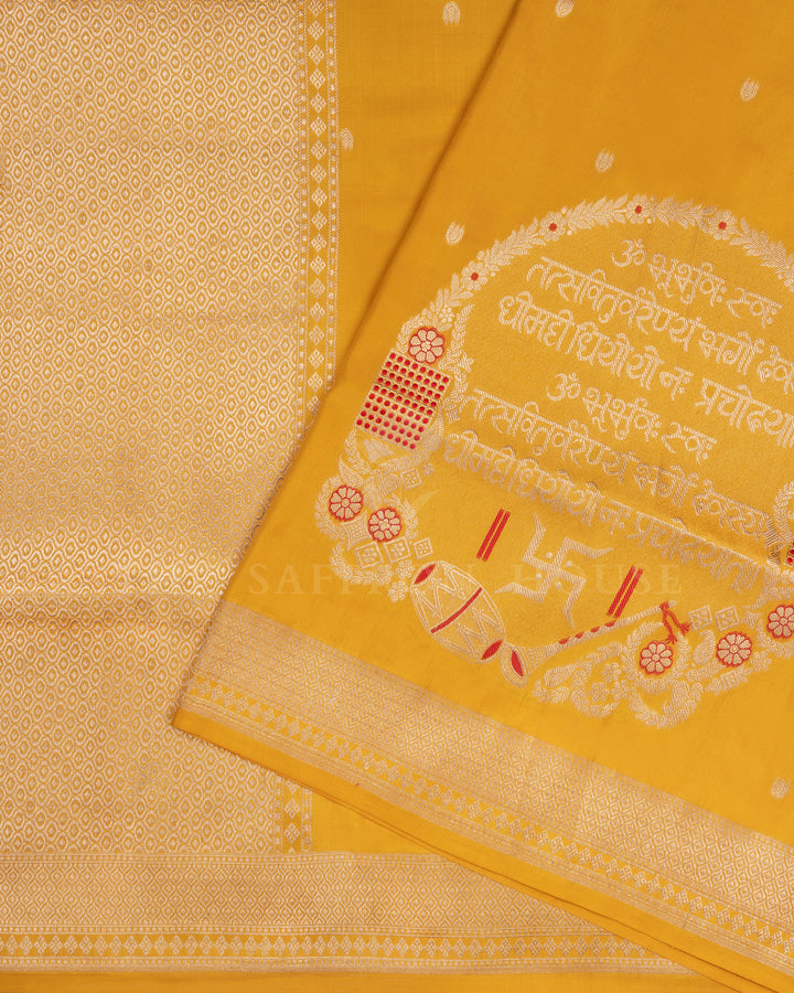 Yellow Banarasi Silk Saree – The Saffron House